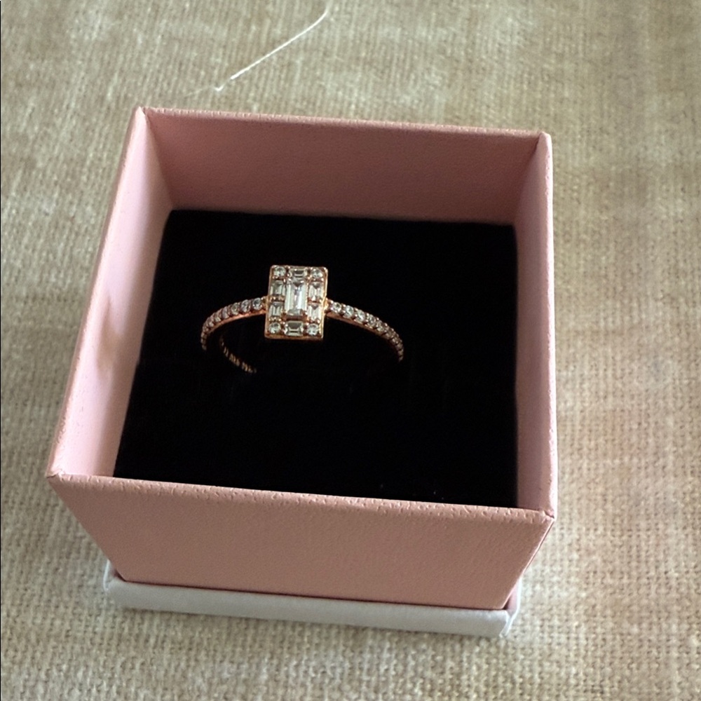 Pandora Rose Gold Ring with Clear Stone size 7